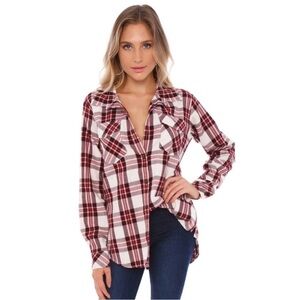 Sanctuary Boyfriend For Life Renegade Plaid Long Sleeve Button Down Shirt